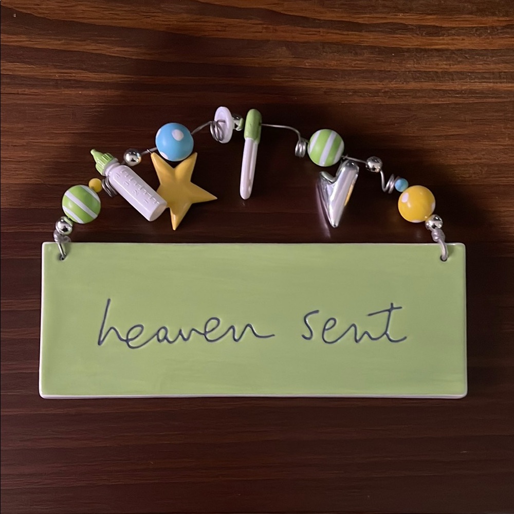 Sandra Magsamen Heaven Sent Ceramic Plaque Green Messages from the Heart